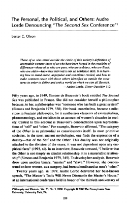 The Personal, the Political, and Others: Audre Lorde Denouncing
