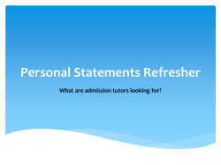 Personal Statement Refresher