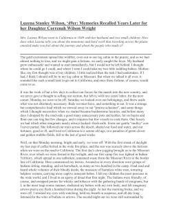 Luzena Stanley Wilson, `49er: Memories