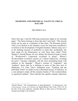 tradition and individual talent in lyrical ballads