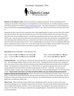 September - The Children`s Center Preschool
