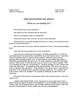the questions of jesus - Wellesley Village Church