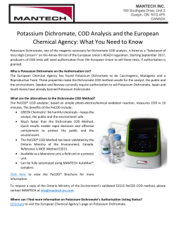 Potassium Dichromate, COD Analysis and the European Chemical