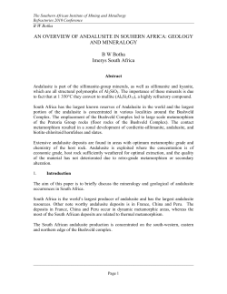 GEOLOGY AND MINERALOGY BW Botha Imerys South