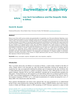Article Low-tech Surveillance and the Despotic State in Eritrea