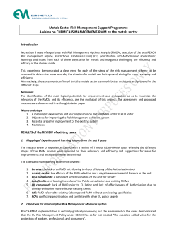A vision on CHEMICALS MANAGEMENT