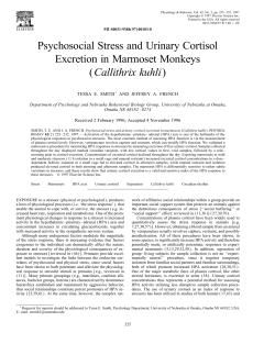 Psychosocial Stress and Urinary Cortisol Excretion in Marmoset