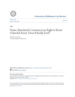 Maryland`s Common Law Right to Resist Unlawful
