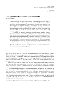 On the Burushaski&ndash;Indo-European hypothesis by I. Ča&scaron;ule*
