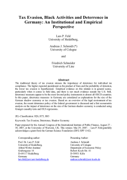 Tax Evasion, Black Activities and Deterrence in Germany: An