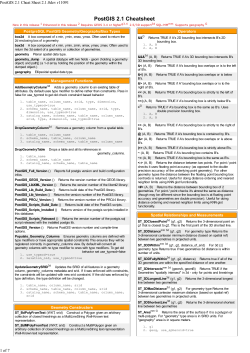 PostGIS 2.1 Cheat Sheet