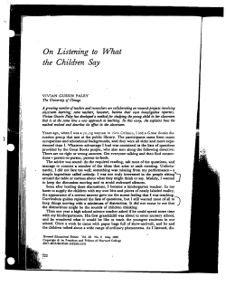 On Listening to What the Children Say