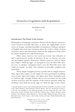 Generics: Cognition and Acquisition
