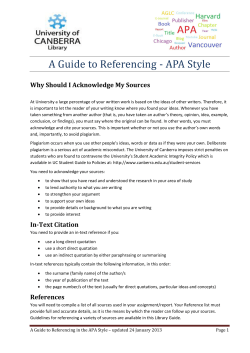 A Guide to Referencing - APA Style