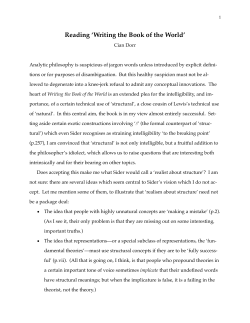 Reading *Writing the Book of the World