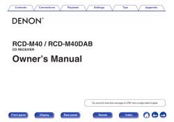 Owner`s Manual - Richer Sounds