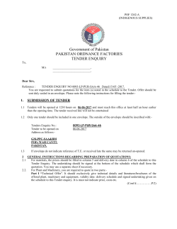 Government of Pakistan PAKISTAN ORDNANCE FACTORIES