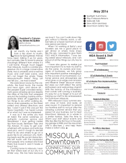 May 2016 - Missoula Downtown Association