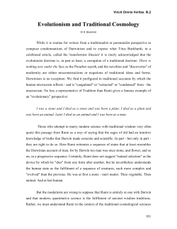 Evolutionism and Traditional Cosmology