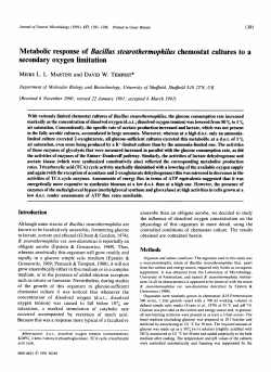 Metabolic response of Bacillus stearothermophilus