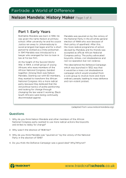 Fairtrade: a World of Difference Nelson Mandela: History Maker