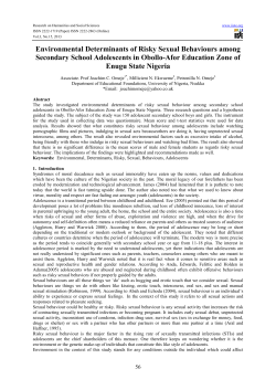 Environmental Determinants of Risky Sexual Behaviours