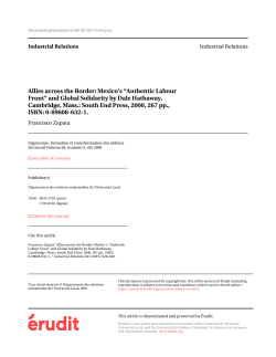 Allies across the Border: Mexico`s &ldquo;Authentic Labour Front&rdquo;