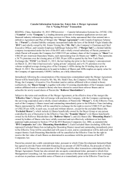 Camelot Information Systems Inc. Enters Into A - MZ Asia
