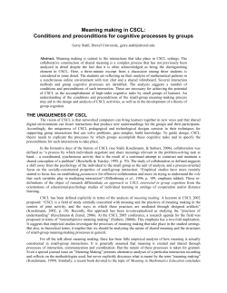 Meaning making in CSCL - Gerry Stahl`s Home Page
