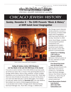 Read Journal - The Chicago Jewish Historical Society
