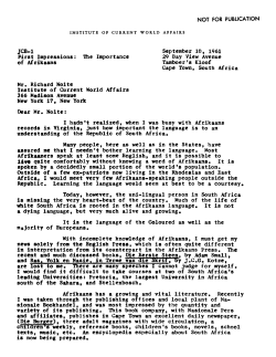 First Impressions: The Importance of Afrikaans