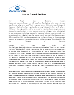 Personal Economic Decisions