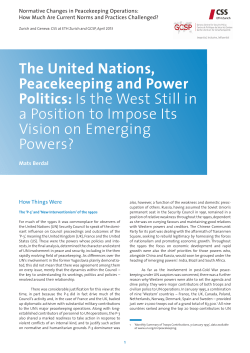 The United Nations, Peacekeeping and Power Politics: Is the West