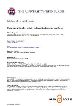 Cotranscriptional events in eukaryotic ribosome synthesis