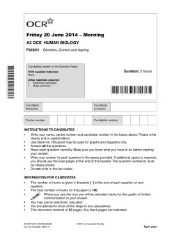 Question paper - Unit F225/01 - Genetics, control and ageing