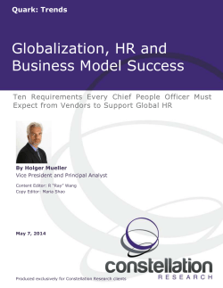 Globalization, HR and Business Model Success