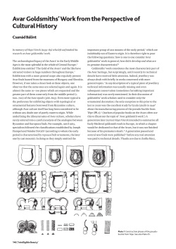 Avar Goldsmiths` Work from the Perspective of Cultural History