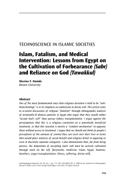 Islam, Fatalism, and Medical Intervention: Lessons from Egypt on the