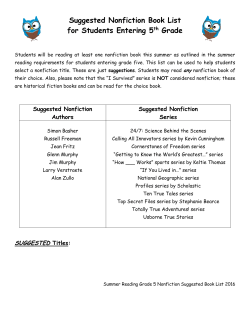Suggested Nonfiction Book List for Students Entering 5th Grade