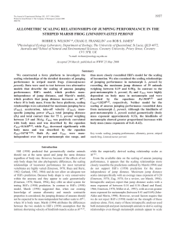 Scaling of frog jumping performance - UQ eSpace