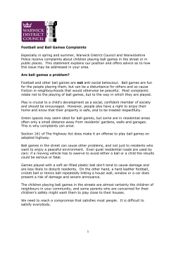 1 Football and Ball Games Complaints Especially in spring and