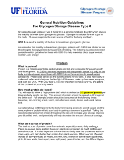 General Nutrition Guidelines For Glycogen Storage