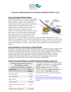 Protective Health Standards for Particulate Pollution Will Save Lives