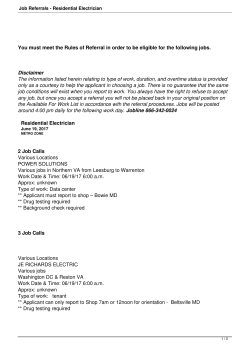 Job Referrals - Residential Electrician