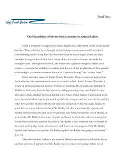 The Plausibility of Severe Social Anxiety in Arthur Radley