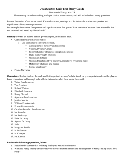 Frankenstein Unit Test Study Guide