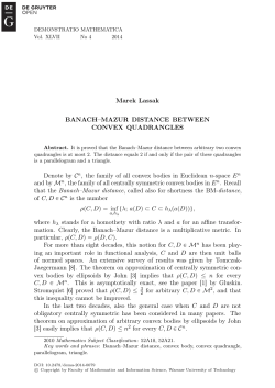 Marek Lassak BANACH&ndash;MAZUR DISTANCE BETWEEN CONVEX