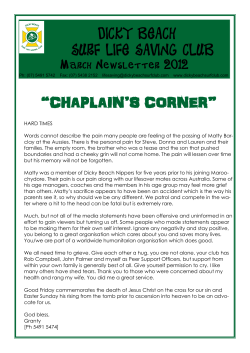 DICKY BEACH SURF LIFE SAVING CLUB &ldquo;CHAPLAIN`S CORNER&rdquo;