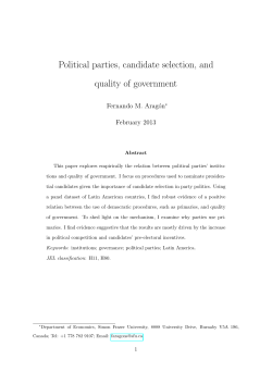 Political parties, candidate selection, and quality of