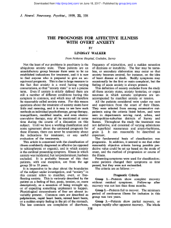 the prognosis for affective illness with overt anxiety